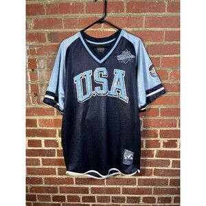 Vintage Y2K Limited Edition FUBU Athletics USA City Series Jersey Blue Large